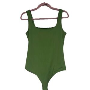 Olive Green Square-Neck One-Piece Bodysuit L